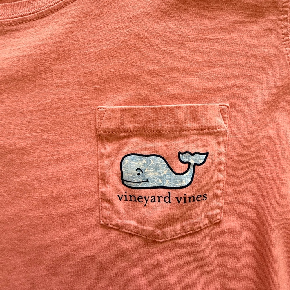 Vineyard Vines Women’s Coral Pink Long Sleeve Pocket Tee - Picture 4 of 4
